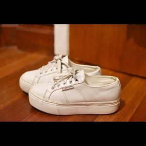 Super platform white leather sneakers